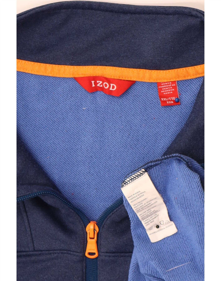 Izod Herre Zip Neck Sweatshirt Jumper 2XL Navy Blue Polyester