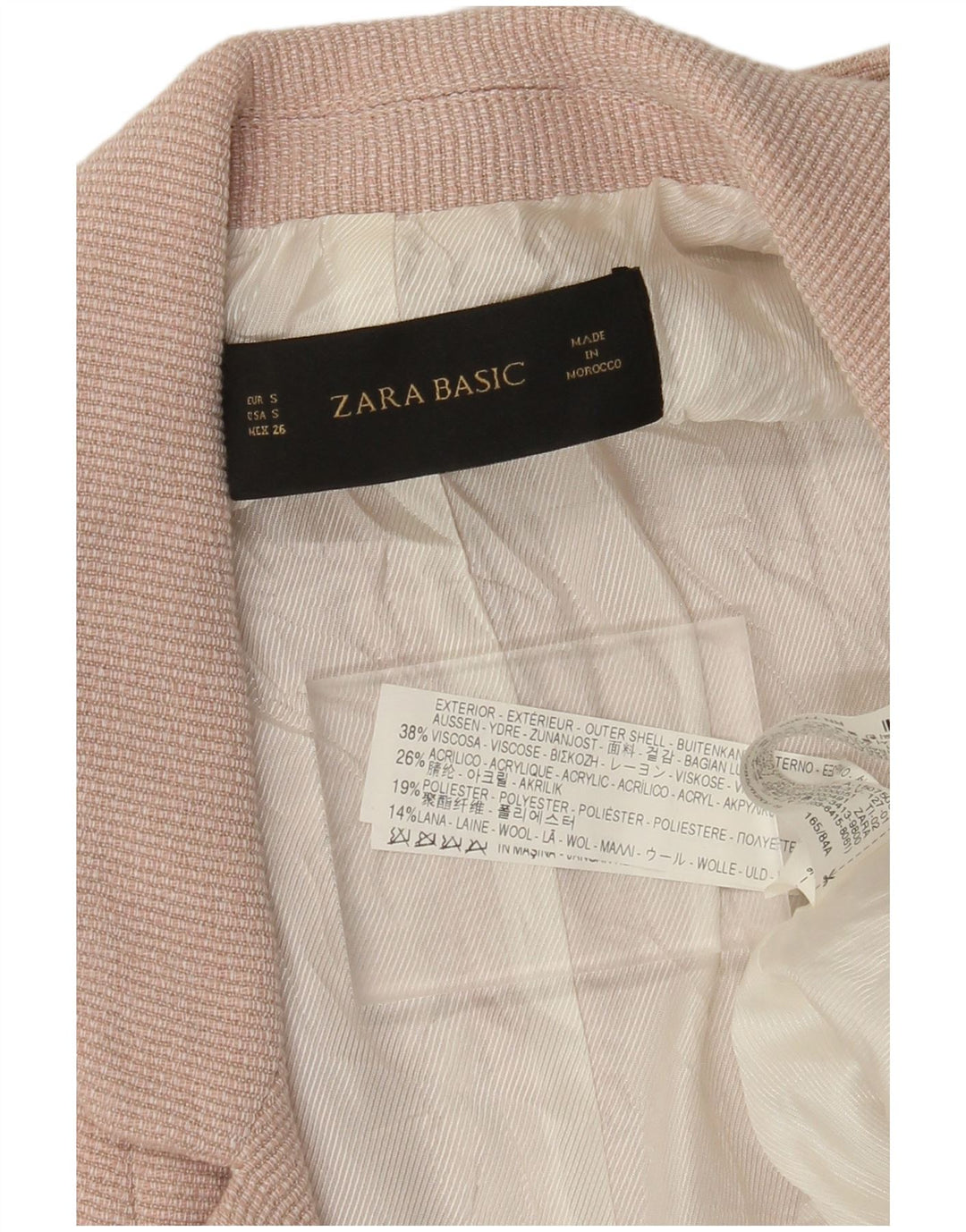ZARA Dame Oversized åben 3/4-ærmet blazerjakke UK 10 Small Pink