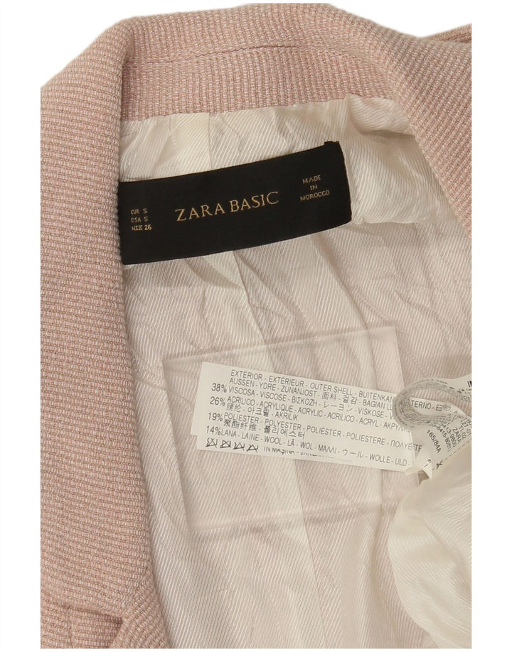 ZARA Dame Oversized åben 3/4-ærmet blazerjakke UK 10 Small Pink