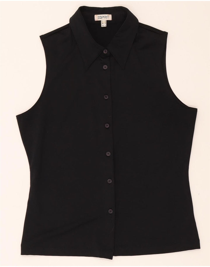 ESPRIT Womens Sleeveless Shirt Blouse UK 12 Medium Black Polyester Vintage Esprit and Second-Hand Esprit from Messina Hembry 