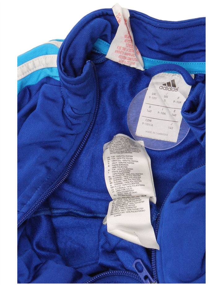 Adidas Drenge Træningsdragt Topjakke 9-10 År Blå Polyester