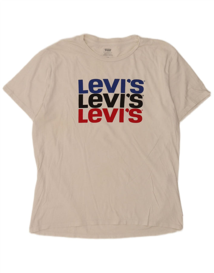 Levi's Herre Grafisk T-Shirt Top Stor Hvid