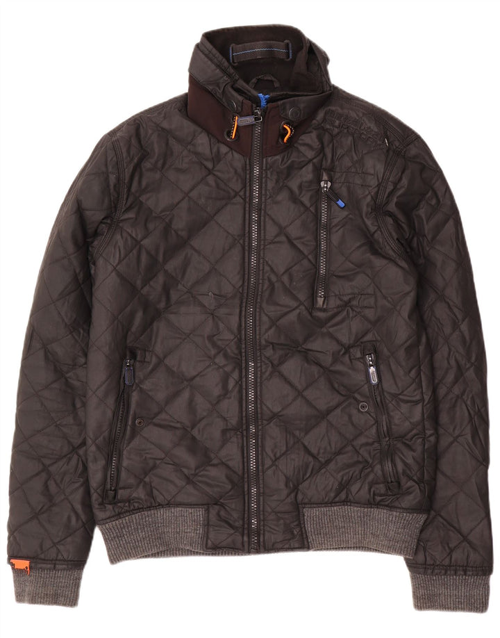 Superdry Herre quiltet bomberjakke UK 38 Medium Black Nylon