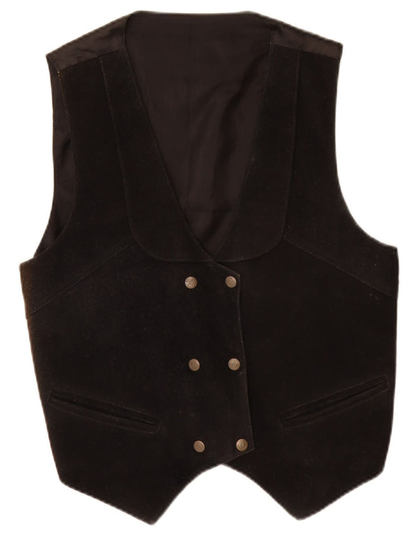 Vintage dame ruskind vest UK 14 medium sort læder