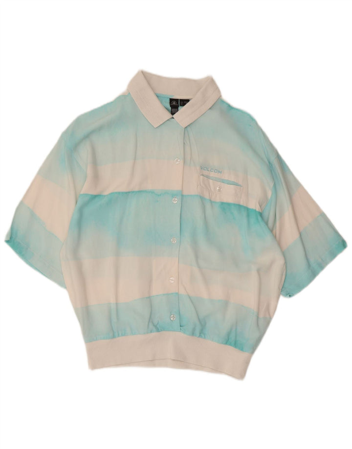 Volcom Dame Kortærmet Pullover Bluse UK 6 XS Hvid Colourblock