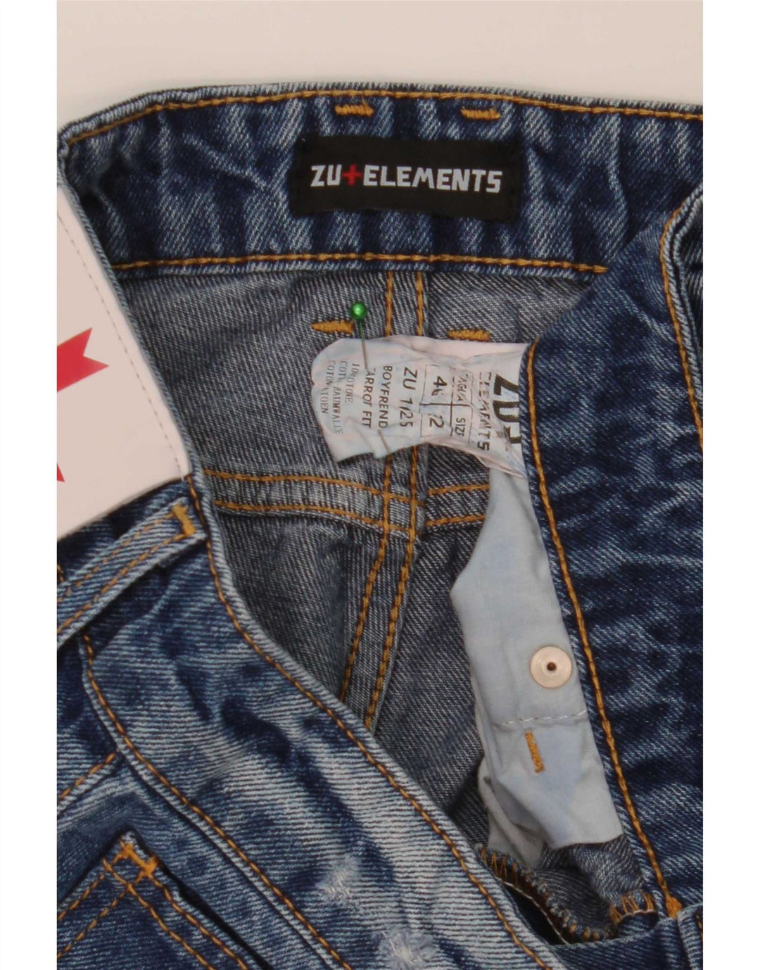 Zu Elements Herre Distressed Carrot Slim Jeans W32 L28 Blue Cotton