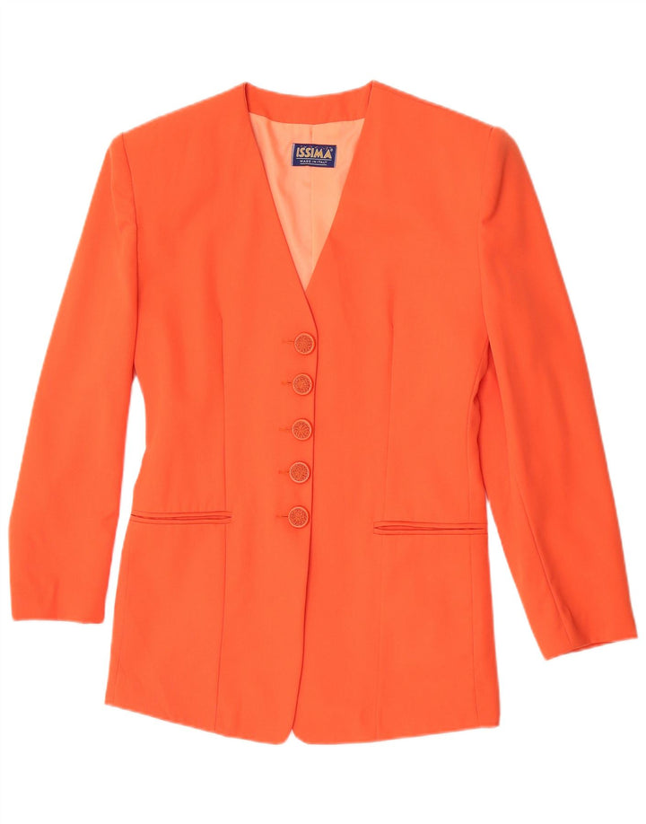 Issima Dame 5 Button Blazer Jacket UK 12 Medium Orange