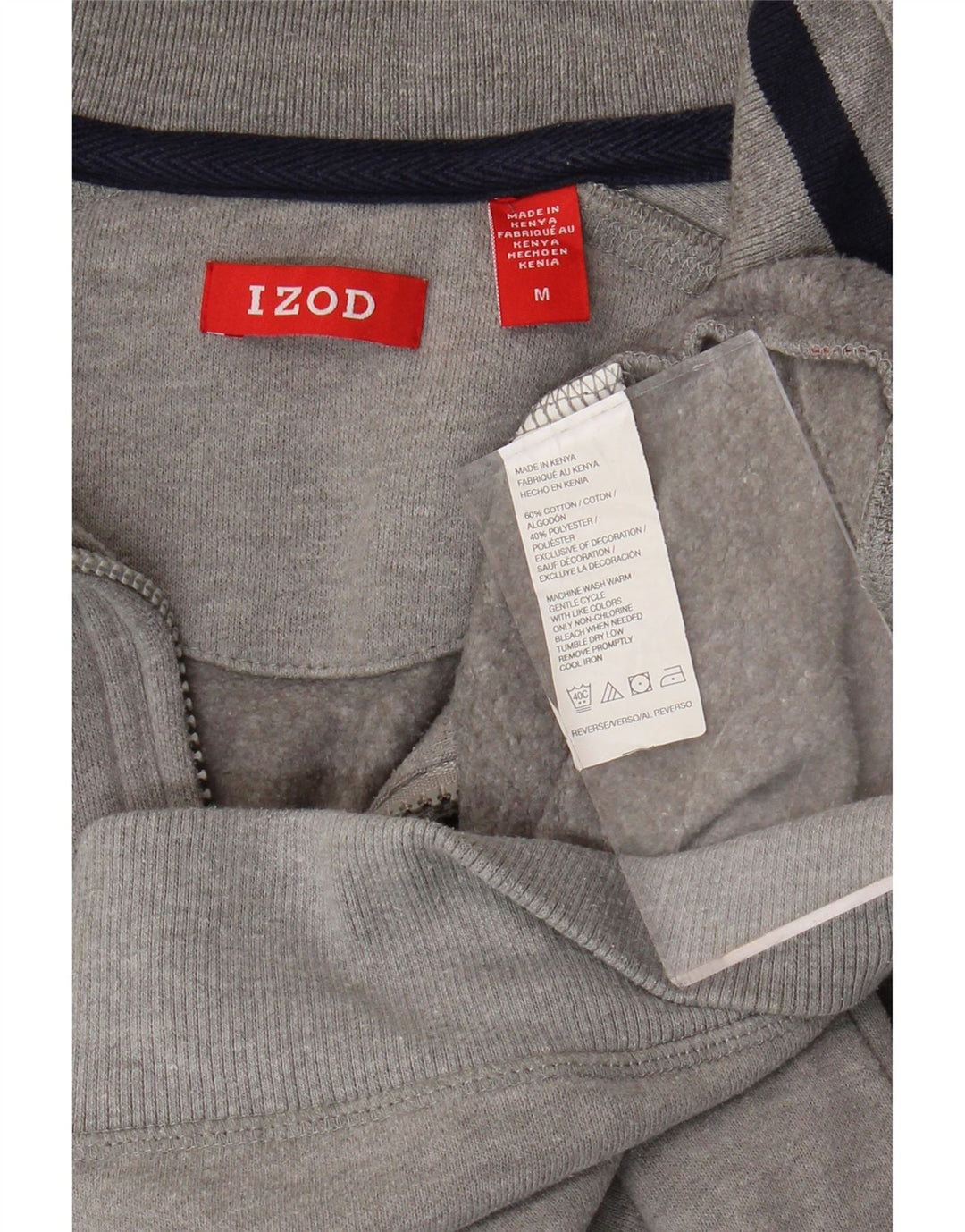 IZOD Mens Zip Neck Sweatshirt Jumper Medium Grey Cotton Vintage Izod and Second-Hand Izod from Messina Hembry 