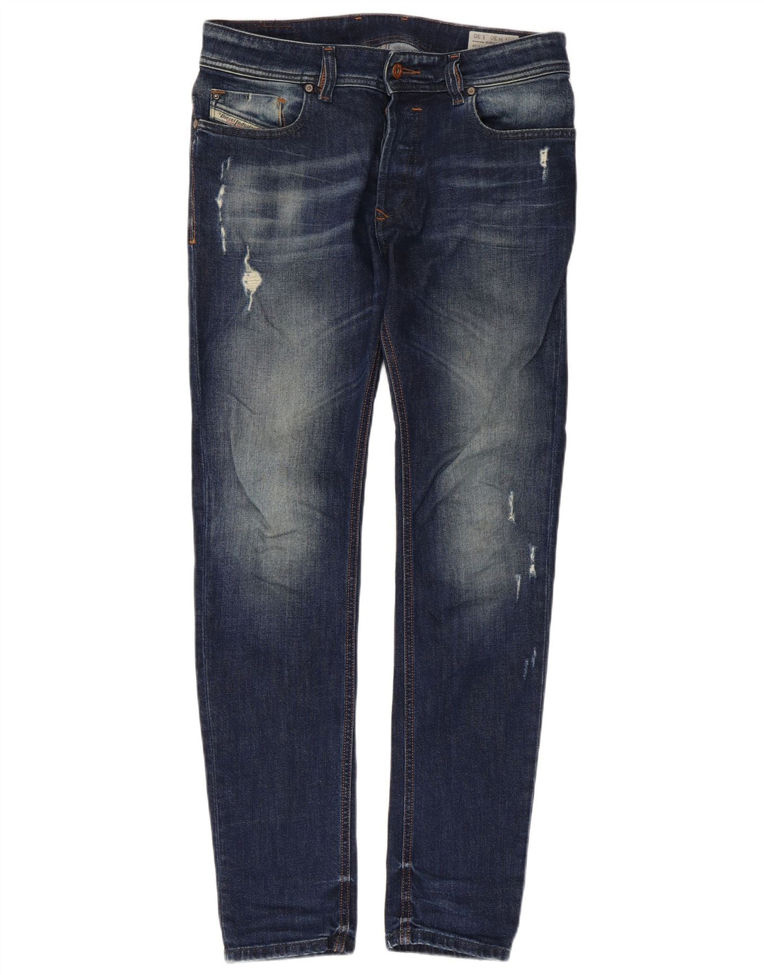 DIESEL Herre Sleenker Distressed Slim Skinny Jeans W30 L30 Blå Bomuld
