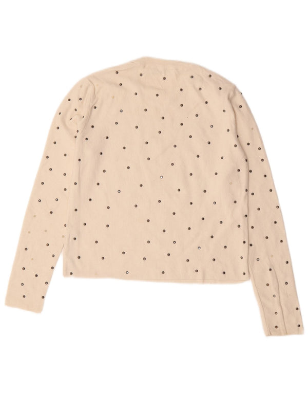 Zara Dame Top Langærmet UK 10 Small Off White Flecked Viscose