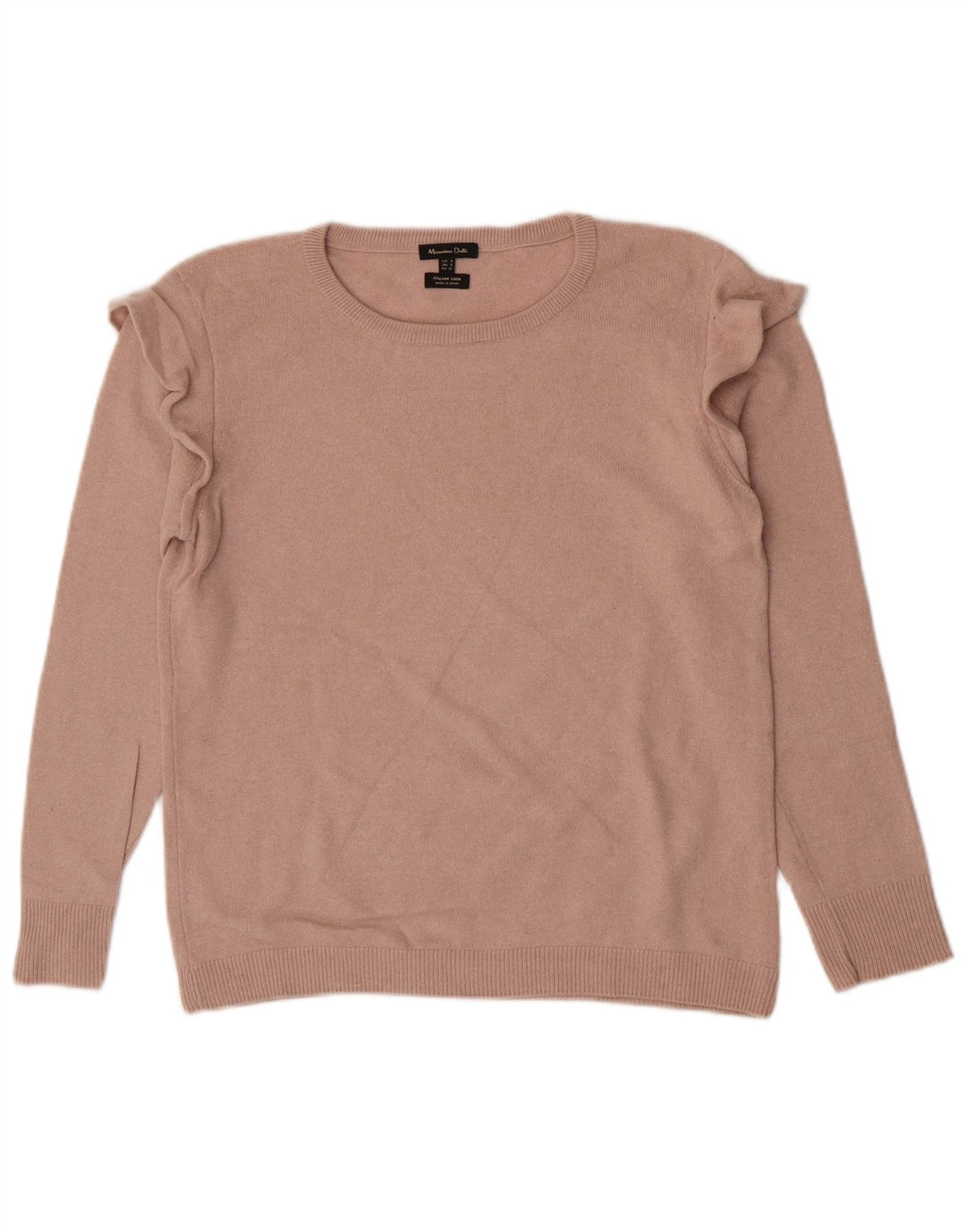Massimo Dutti Dame Boat Neck Jumper Sweater UK 10 Small Beige Polyamid
