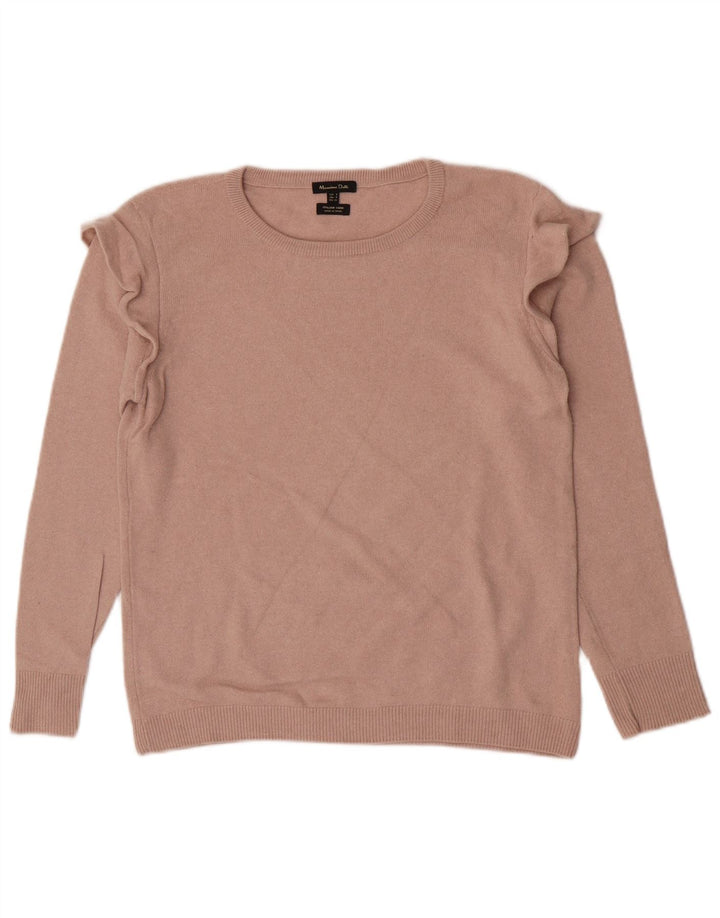 Massimo Dutti Dame Boat Neck Jumper Sweater UK 10 Small Beige Polyamid
