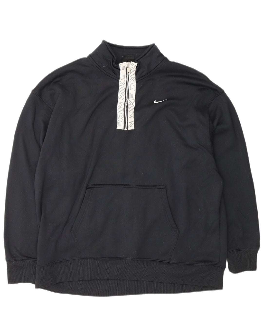 Nike Dri Fit grafisk sweatshirt med lynlås til mænd, stor sort polyester