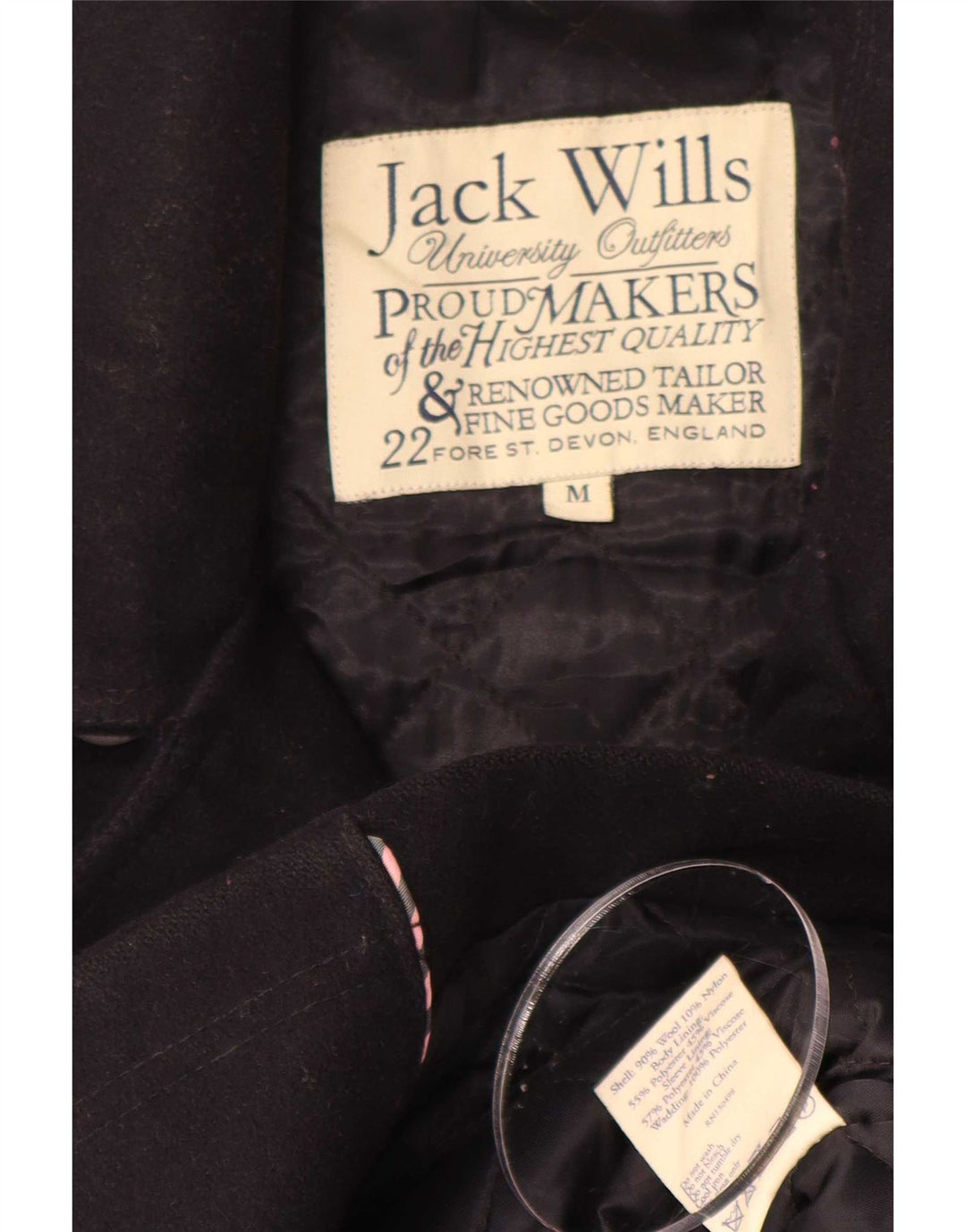 Jack Wills Herre Ærtefrakke UK 38 Medium Marineblå Uld