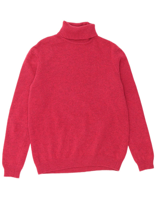 WoolOvers Dame Roll Neck Jumper Sweater UK 16 Large Pink New Wool