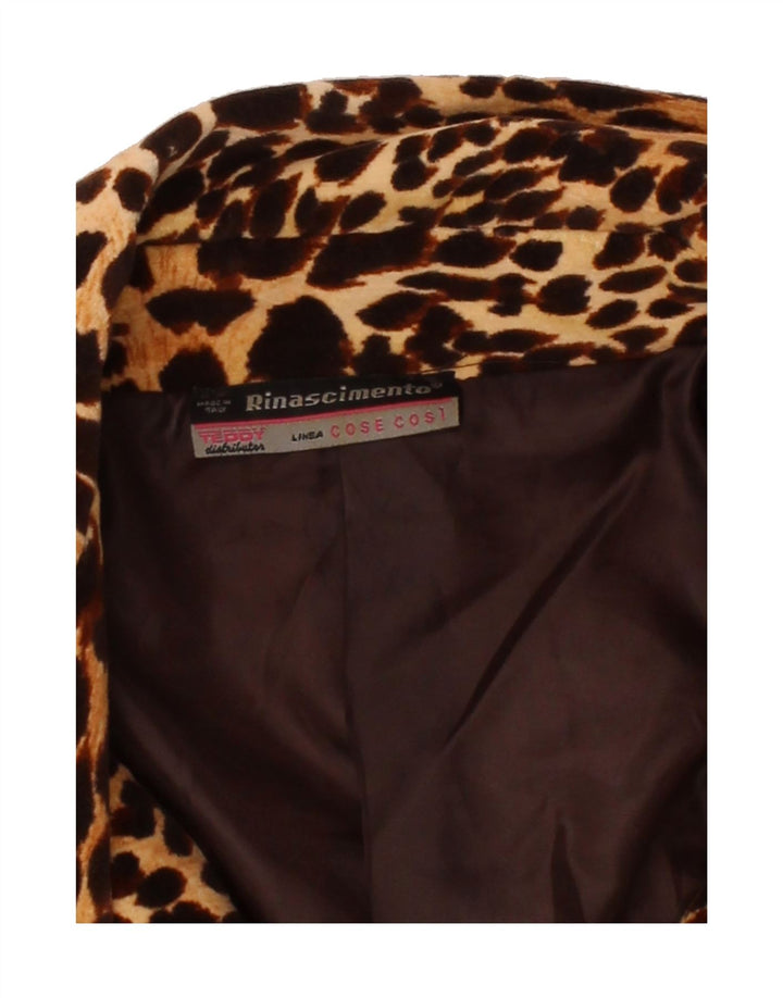 RINASCIMENTO Womens Crop Blazer Jacket UK 12 Medium Brown Animal Print Vintage Rinascimento and Second-Hand Rinascimento from Messina Hembry 