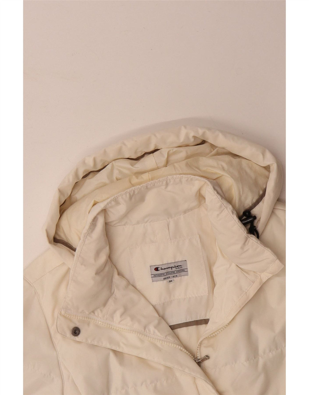 CHAMPION Polstret hættejakke til kvinder UK 14 Medium Off White