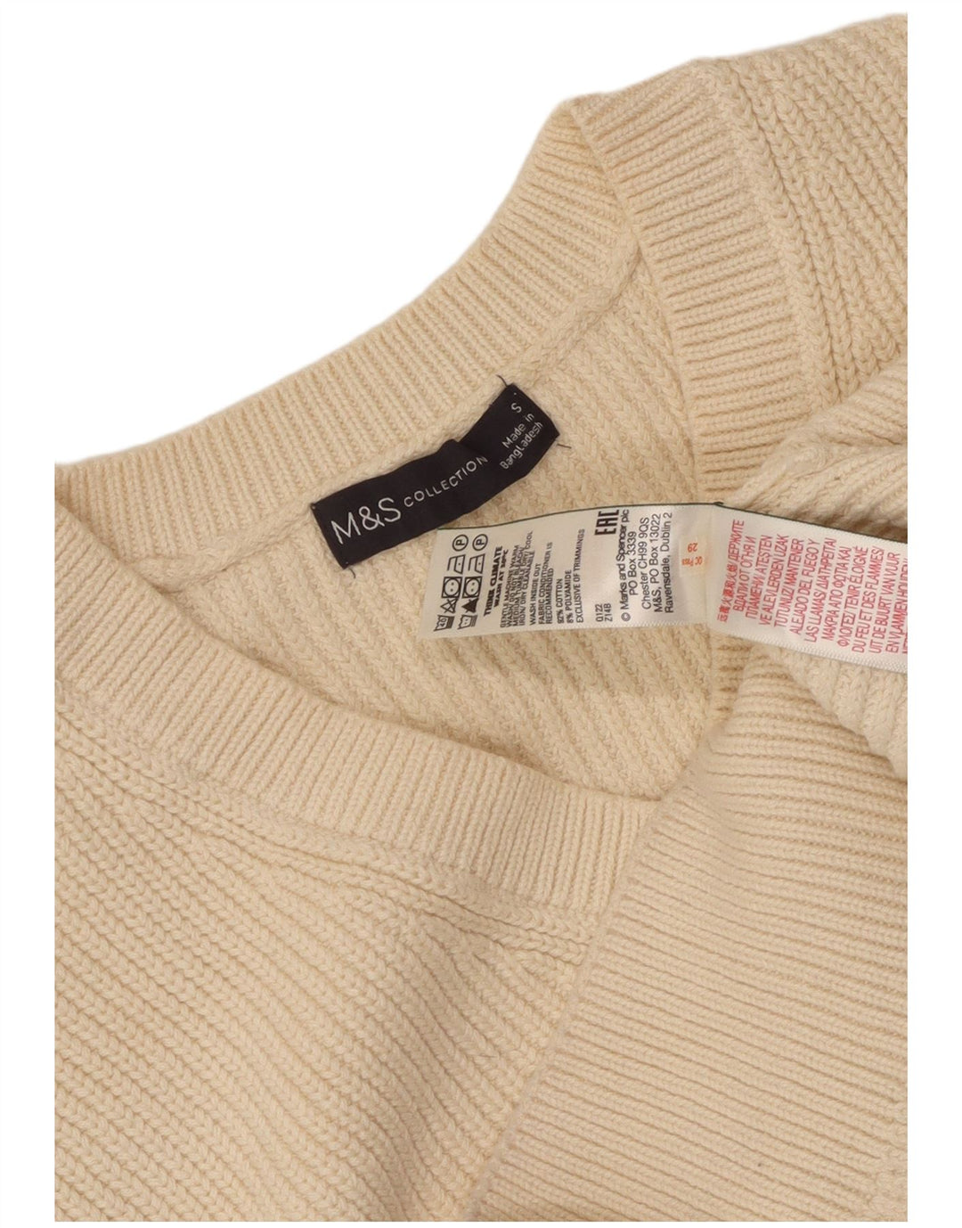 MARKS & SPENCER Dame Crop V-hals sweater UK 10 Small Beige