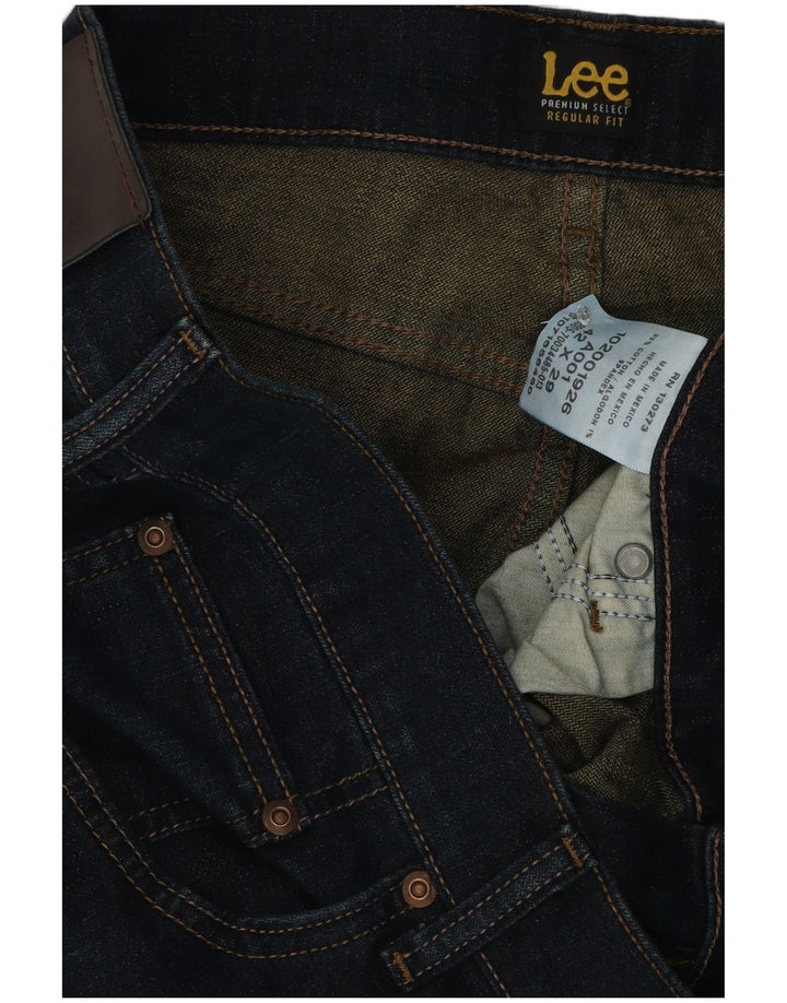 Lee Herre Regular Fit Straight Jeans W42 L29 Marineblå Bomuld