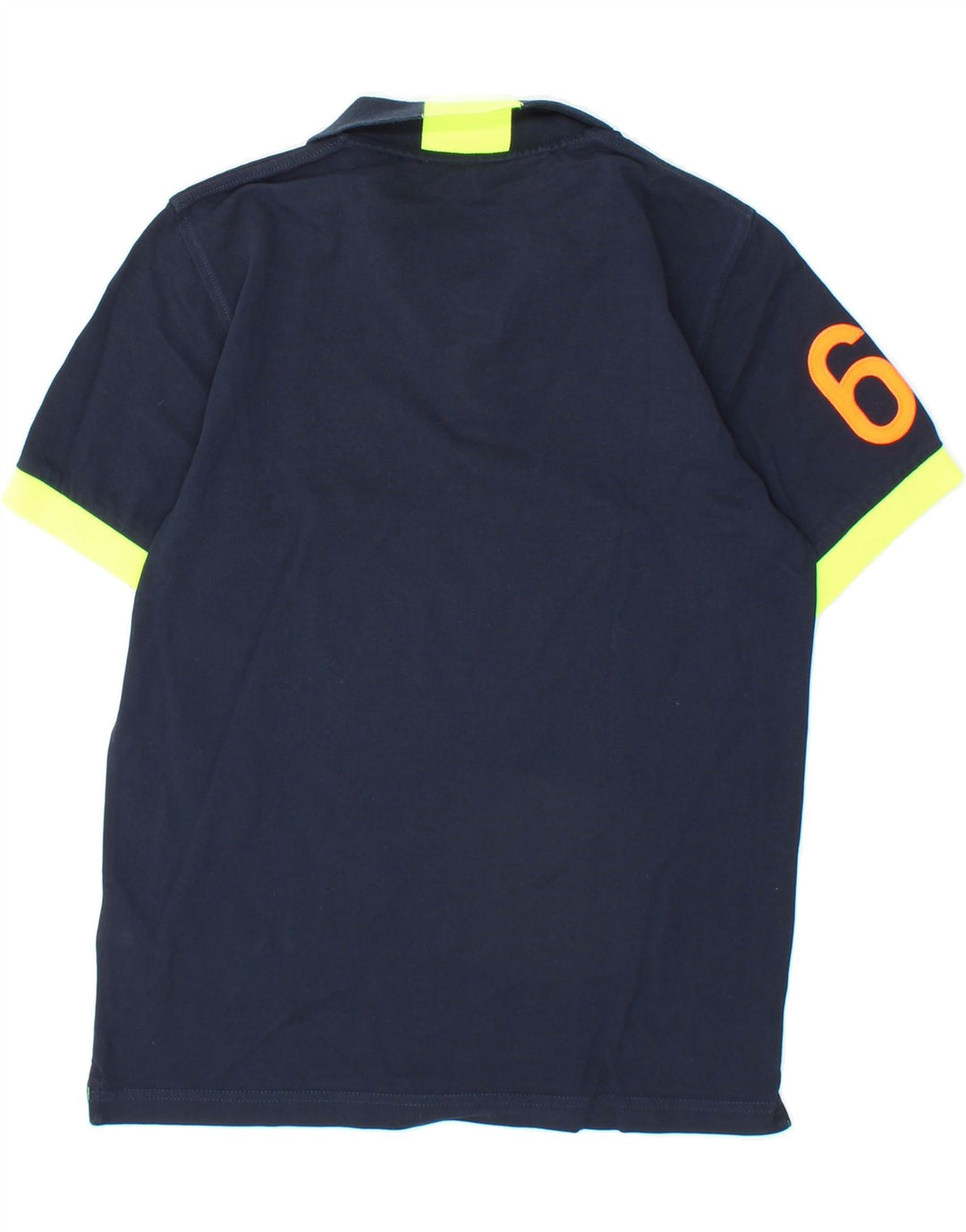 SUN68 Mens Graphic Polo Shirt Small Navy Blue Colourblock Cotton Vintage Sun68 and Second-Hand Sun68 from Messina Hembry 