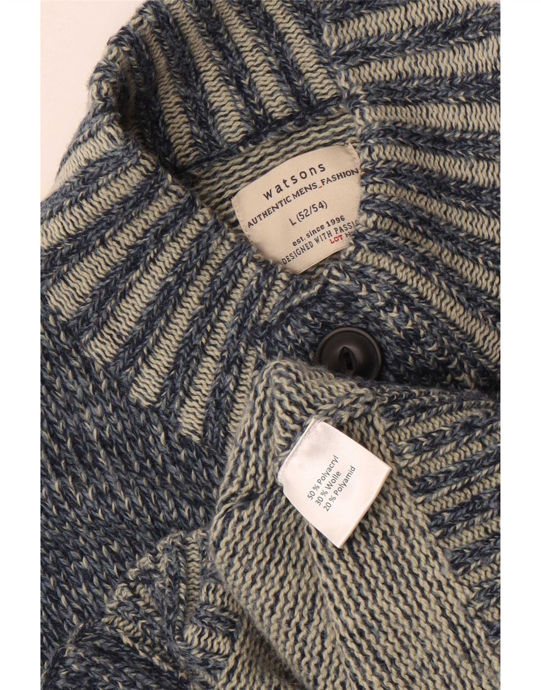 Watsons herre cardigan sweater EU 52/54 Large Blue Flecked Polyacrylic