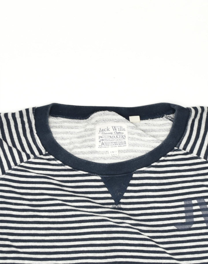 JACK WILLS Womens Sweatshirt Jumper UK 12 Medium  Black Striped Cotton | Vintage Jack Wills | Thrift | Second-Hand Jack Wills | Used Clothing | Messina Hembry 