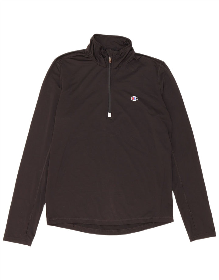 CHAMPION Herre Zip Neck Pullover Træningsdragt Top Lille Sort