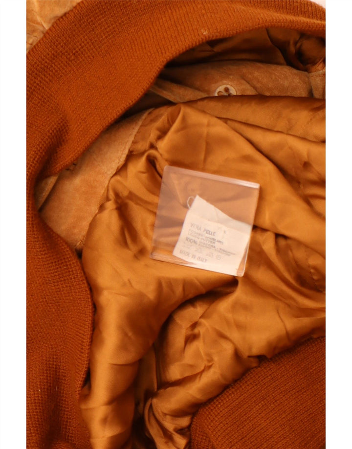 VINTAGE Bomberjakke i ruskind til mænd UK 42 XL brunt læder