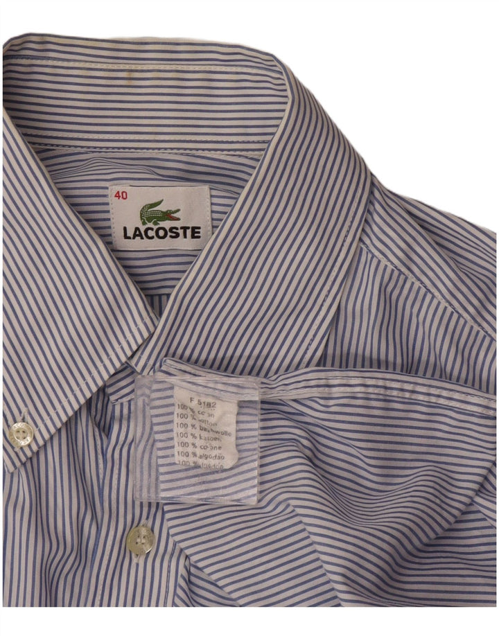 Lacoste herreskjorte str. 40 Medium marineblå stribet bomuld