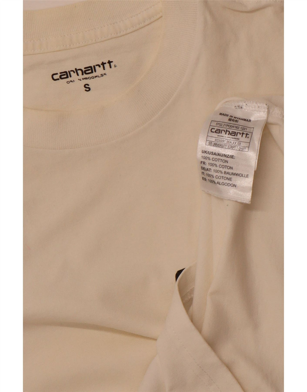 CARHARTT Herre grafisk T-shirt Top Small Off White Bomuld