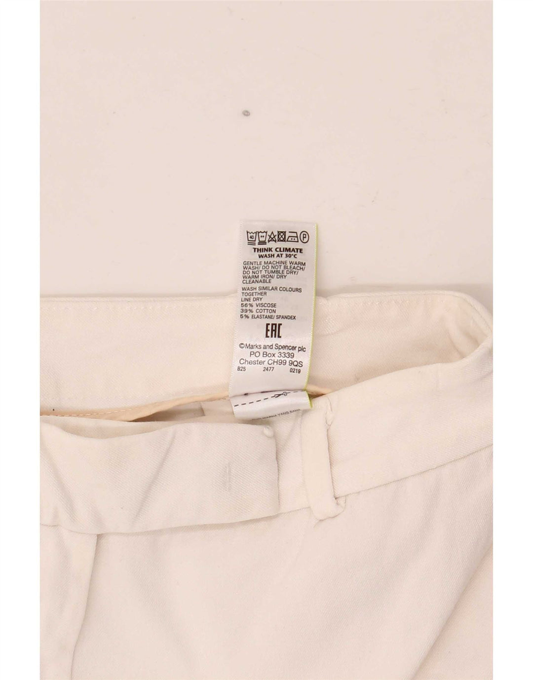 Marks & Spencer Dame Slim Suit Bukser UK 12 Medium W30 L28 Off White
