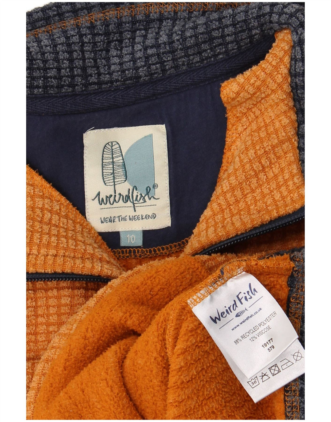 WEIRD FISH Dame Oversized Zip Neck Fleece Jumper UK 10 Small Orange