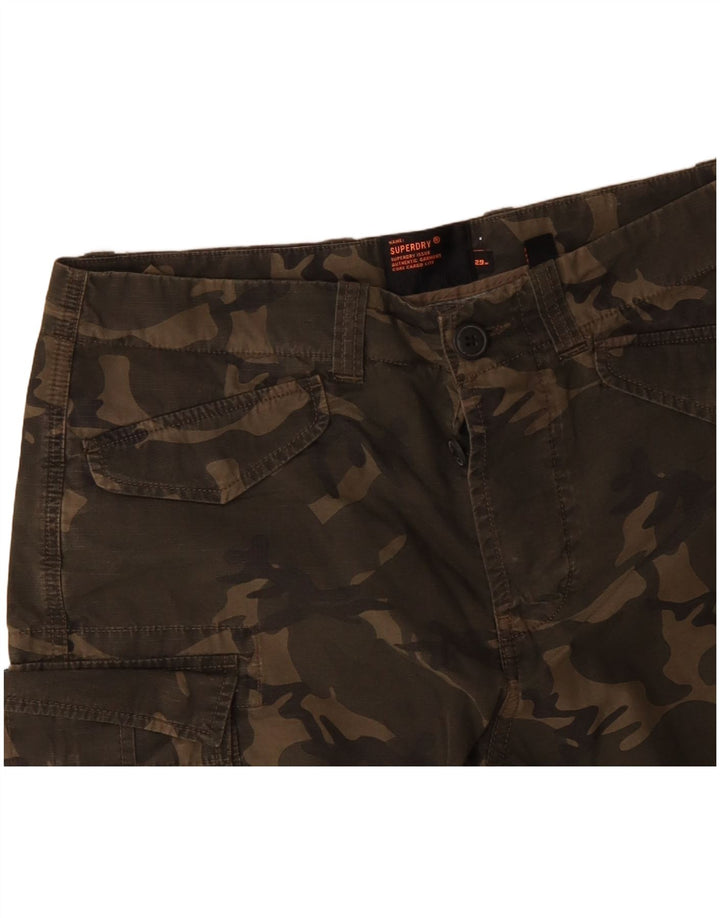 SUPERDRY Herre Cargo Shorts W29 Small Khaki Camouflage Bomuld