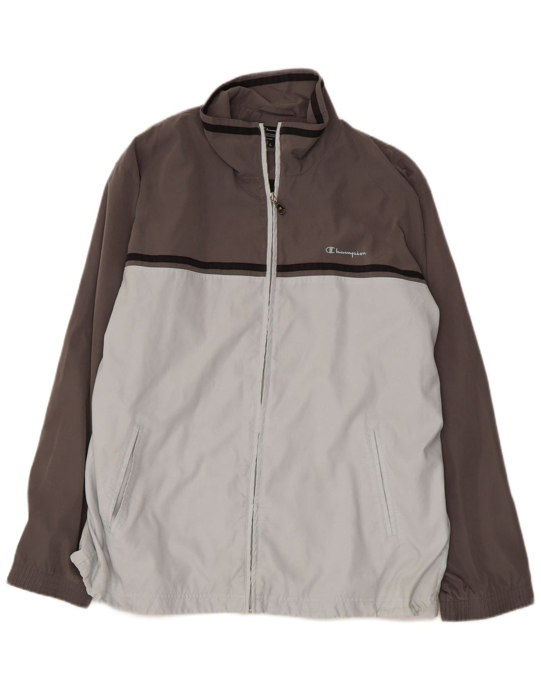 CHAMPION Mens Tracksuit Top Jacket Large Grey Colourblock