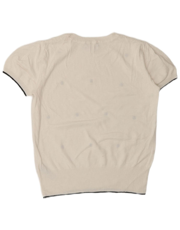 Oasis Dame Jumper Sweater UK 10 Lille Hvid Plettet