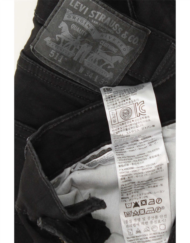Levi's Herre 511 Slim Jeans W34 L32 Sort Bomuld