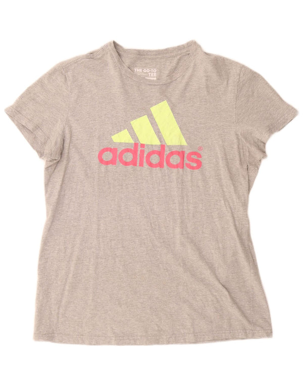 Adidas Grafisk T-shirt top til kvinder DK 18 XL Grå Flecked Bomuld
