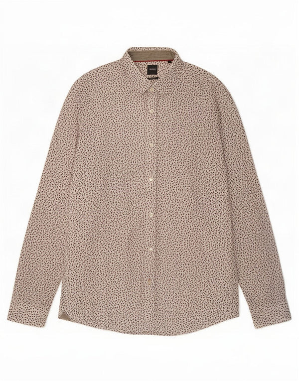 Hugo Boss Herre Regular Fit skjorte XL Hvid blomstret polyester