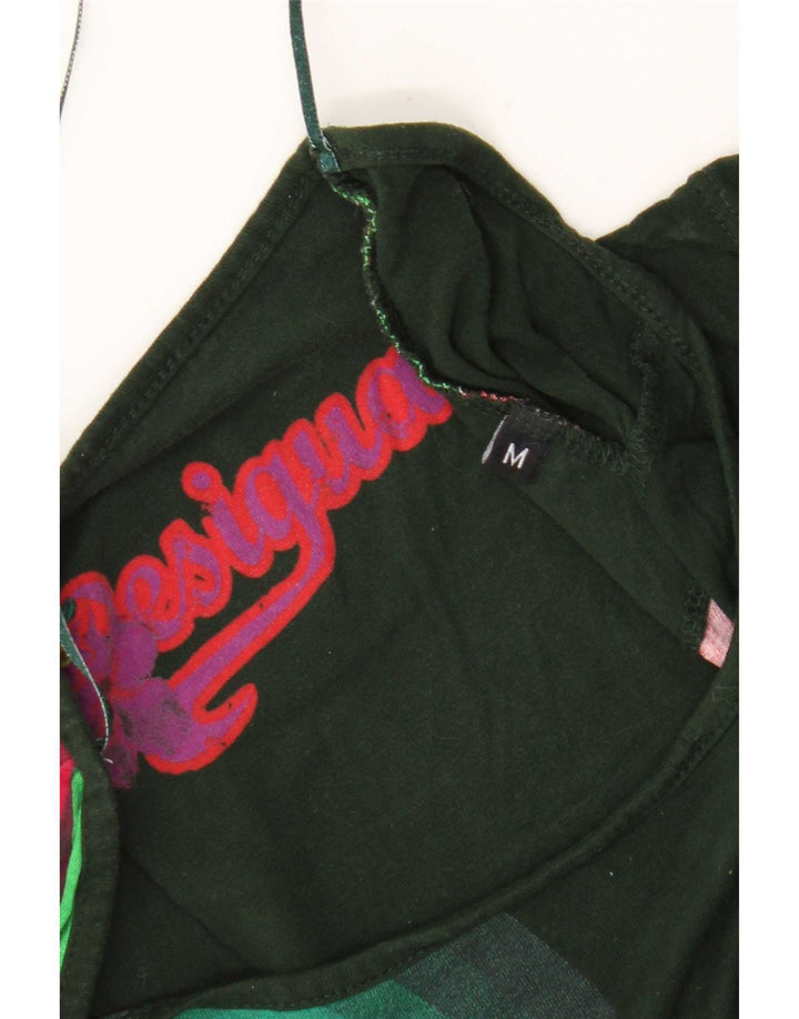 Desigual Dame Grafisk T-Shirt Top UK 12 Medium Sort Geometrisk