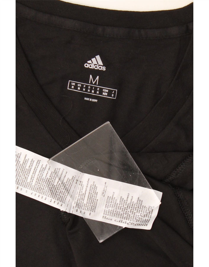 ADIDAS Herre T-Shirt Top Medium Sort Bomuld