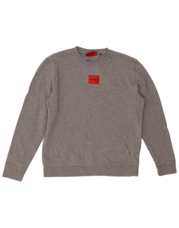 HUGO BOSS Sweatshirt-trøje til kvinder UK 14 Medium Grey Flecked Bomuld
