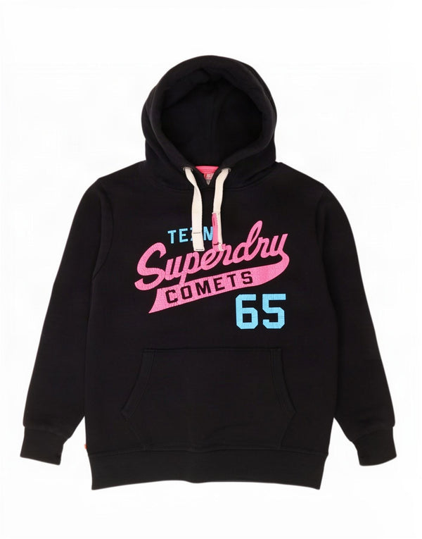 Superdry grafisk hættetrøje til kvinder UK 18 XL marineblå bomuld