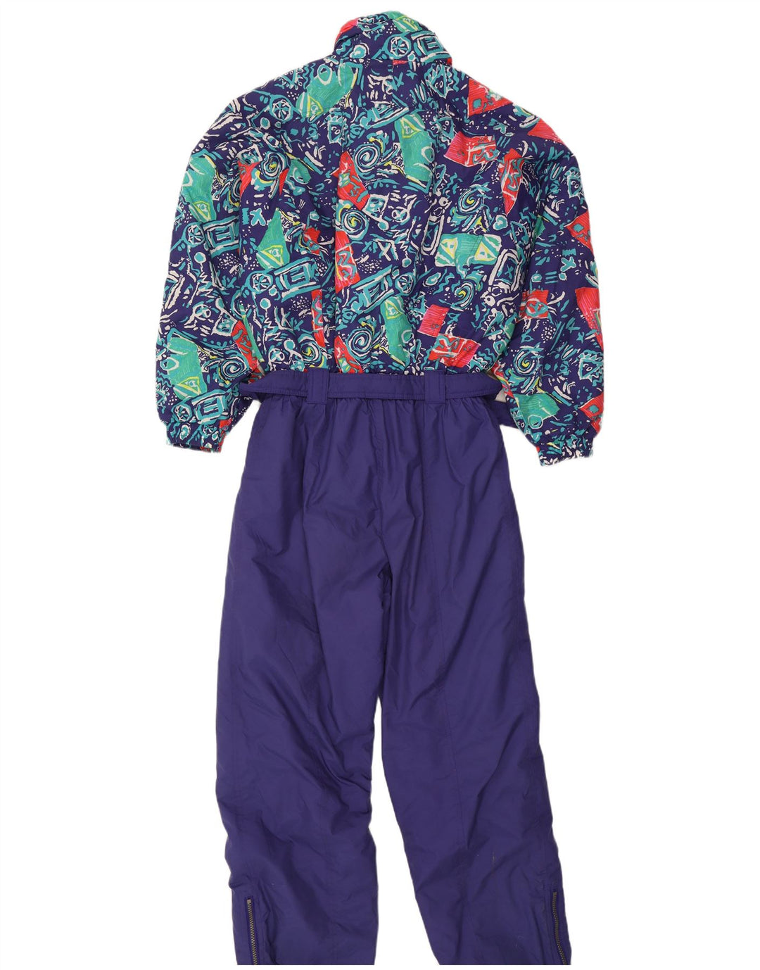Vintage Dame Ski Jumpsuit UK 16 Stor Lilla Geometrisk Polyamid