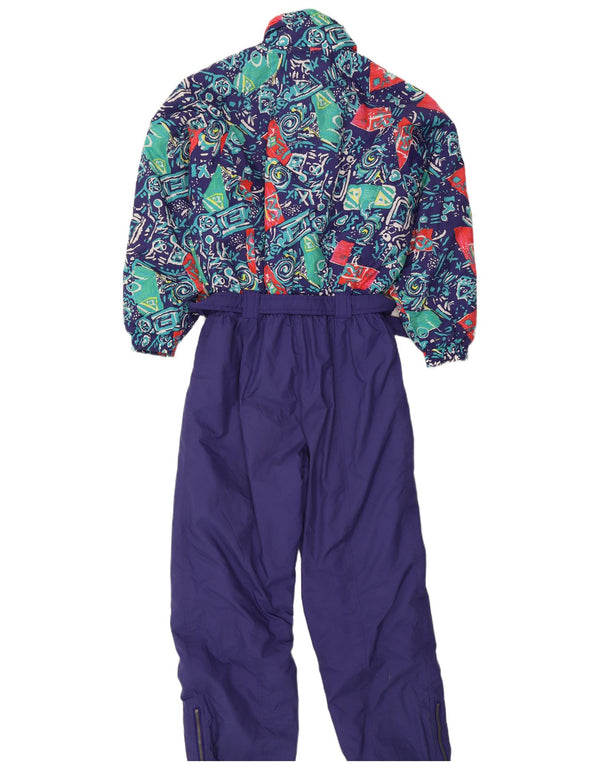 Vintage Dame Ski Jumpsuit UK 16 Stor Lilla Geometrisk Polyamid