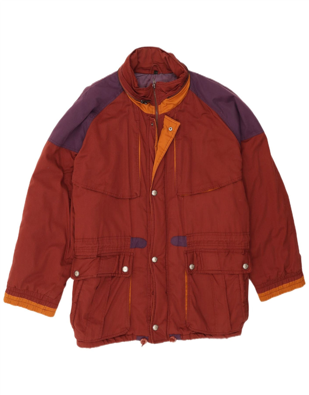 Vintage Herre Windbreaker Jacket UK 42 XL Maroon Colourblock