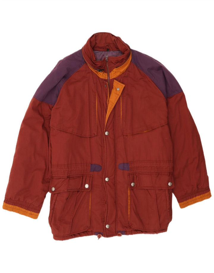 Vintage Herre Windbreaker Jacket UK 42 XL Maroon Colourblock