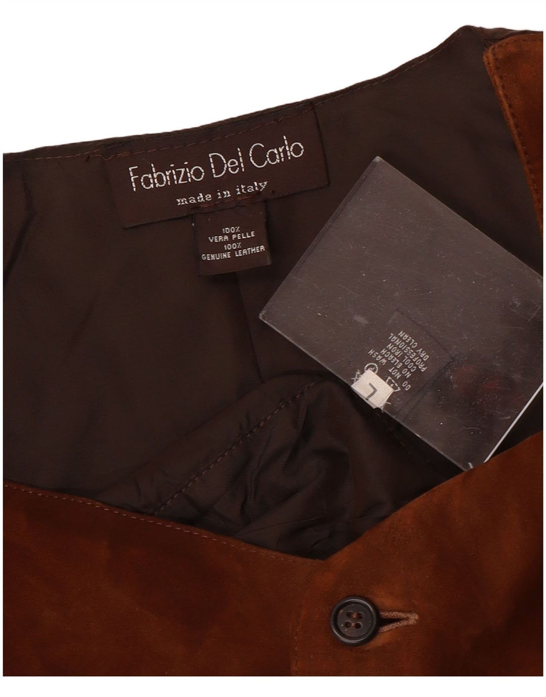 FABRIZIO DEL CARLO Herre ruskindsvest Stor brunt læder