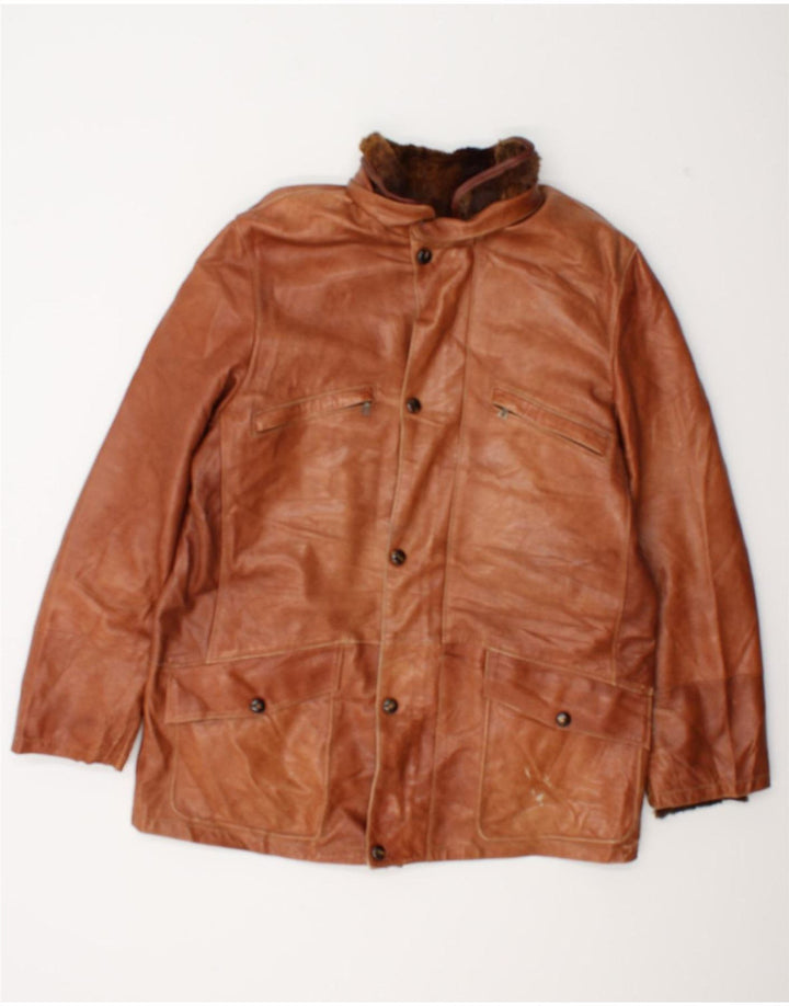 MARCO BALDASSARI Herre læderjakke UK 42 XL Brun
