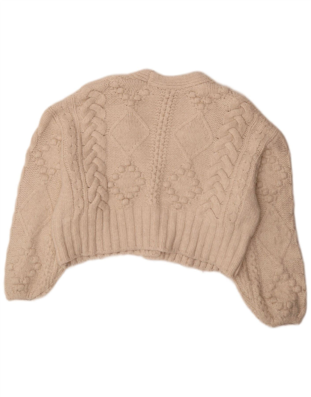 Zara Dame Oversized Jumper Sweater UK 14 Medium Off White Akryl