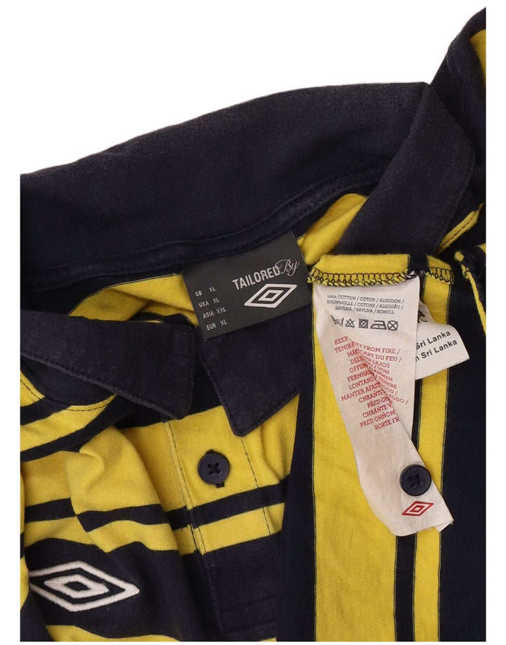 Umbro Herre Polo Shirt XL Gul Stribet Bomuld